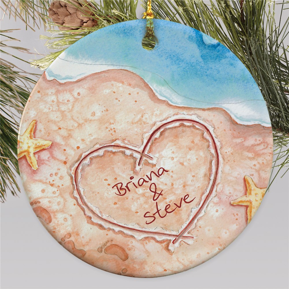 personalized Couple's Beach Christmas Ornament