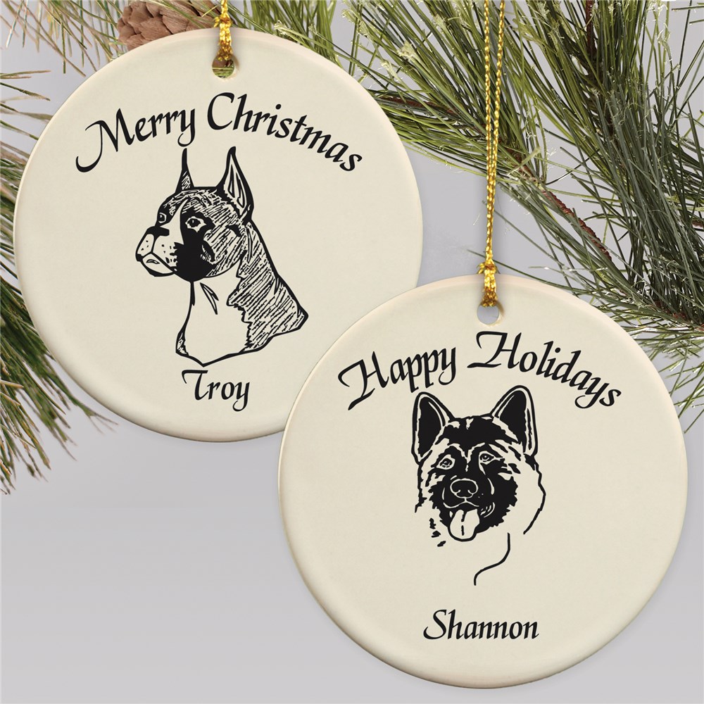 Dog Breed Personalized Ceramic Ornament