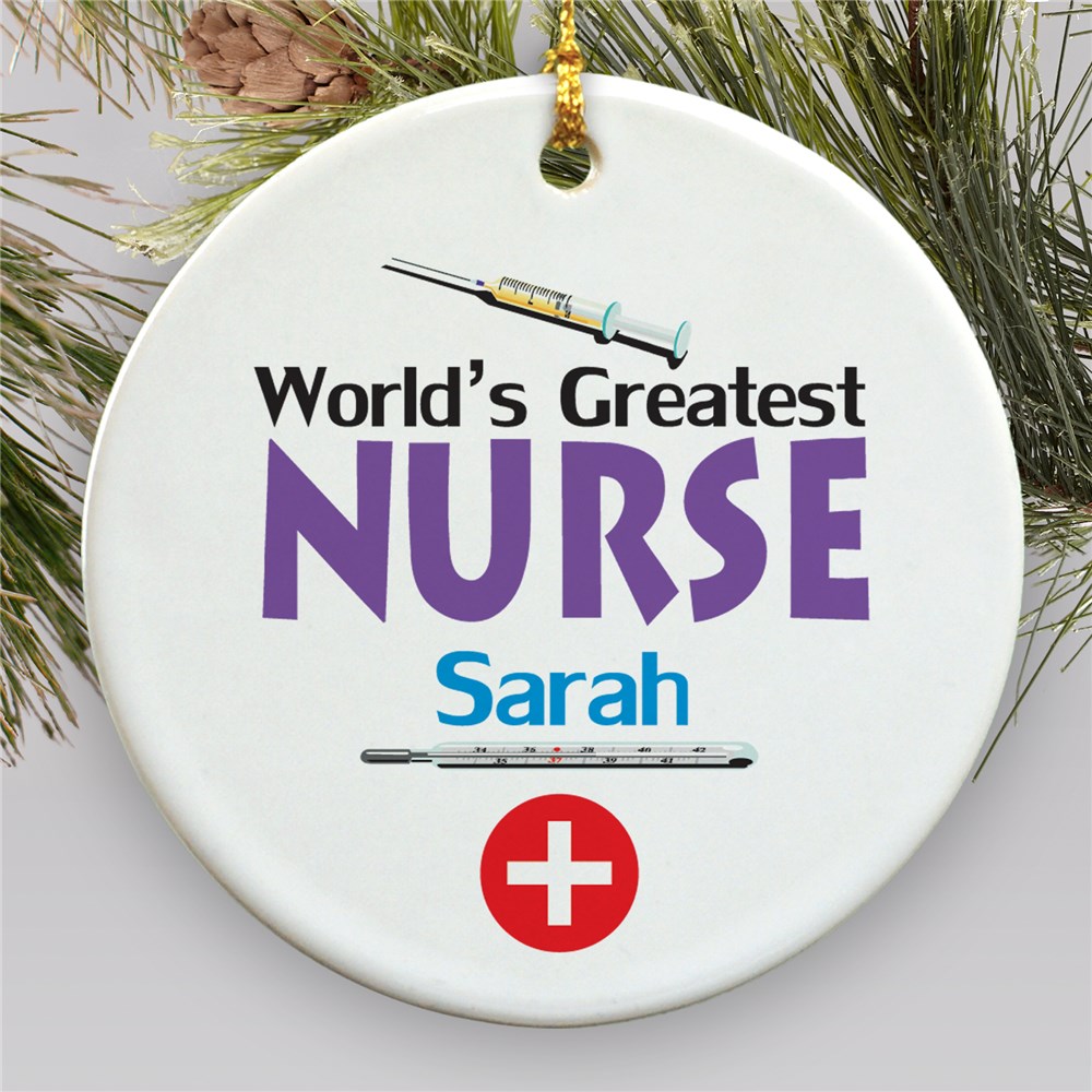 World's Greatest Nurse Personalized Ceramic Ornament | Personalized Nurse Ornaments