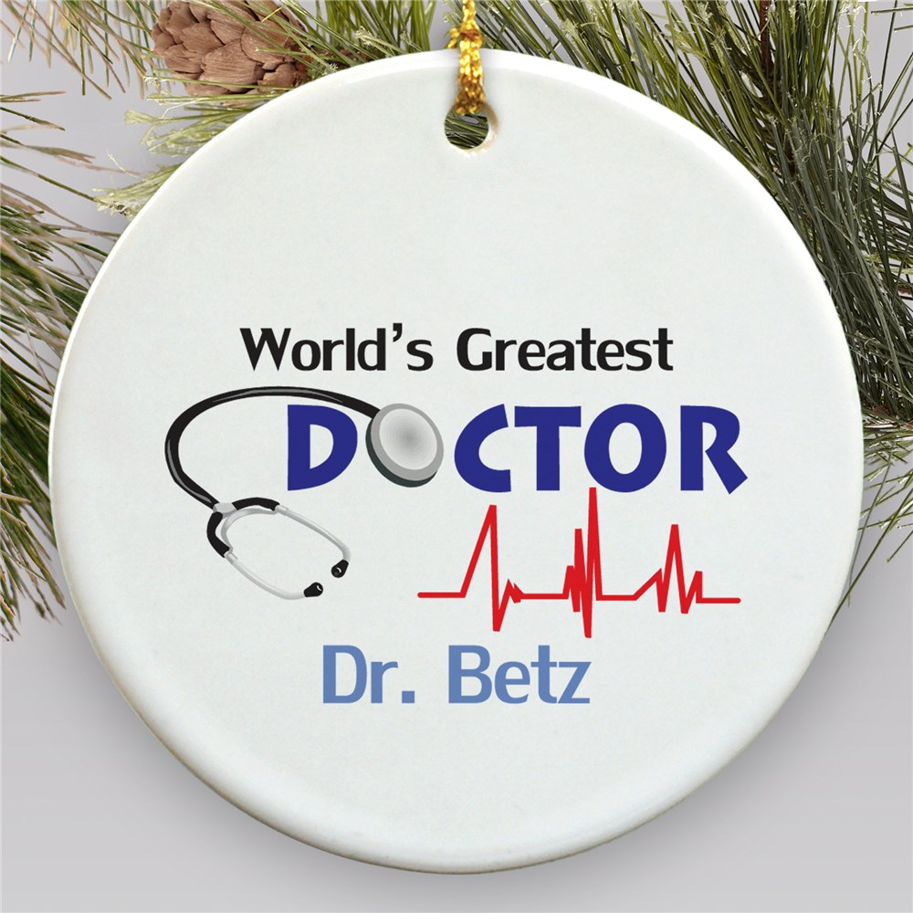 World's Greatest Doctor Personalized Ceramic Ornament | Personalized Doctor Ornament