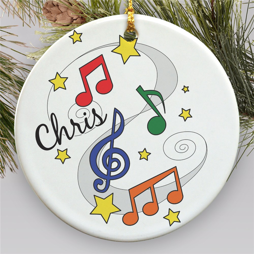 Personalized Music Notes Ornament | Ceramic | Kids Christmas Ornaments