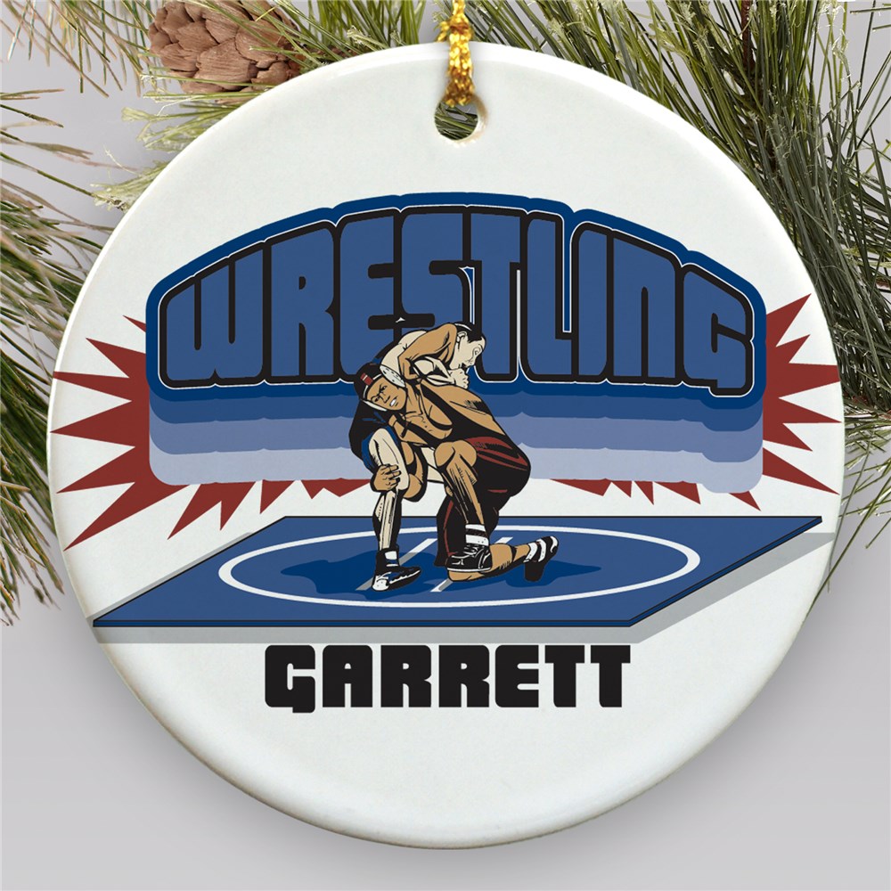 Personalized Ceramic Wrestling Ornament | Personalized Wrestling Ornaments