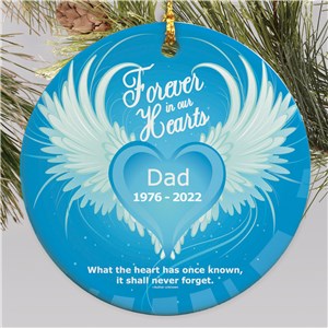 In Our Hearts Ceramic Memorial Ornament | Personalized Memorial Ornaments