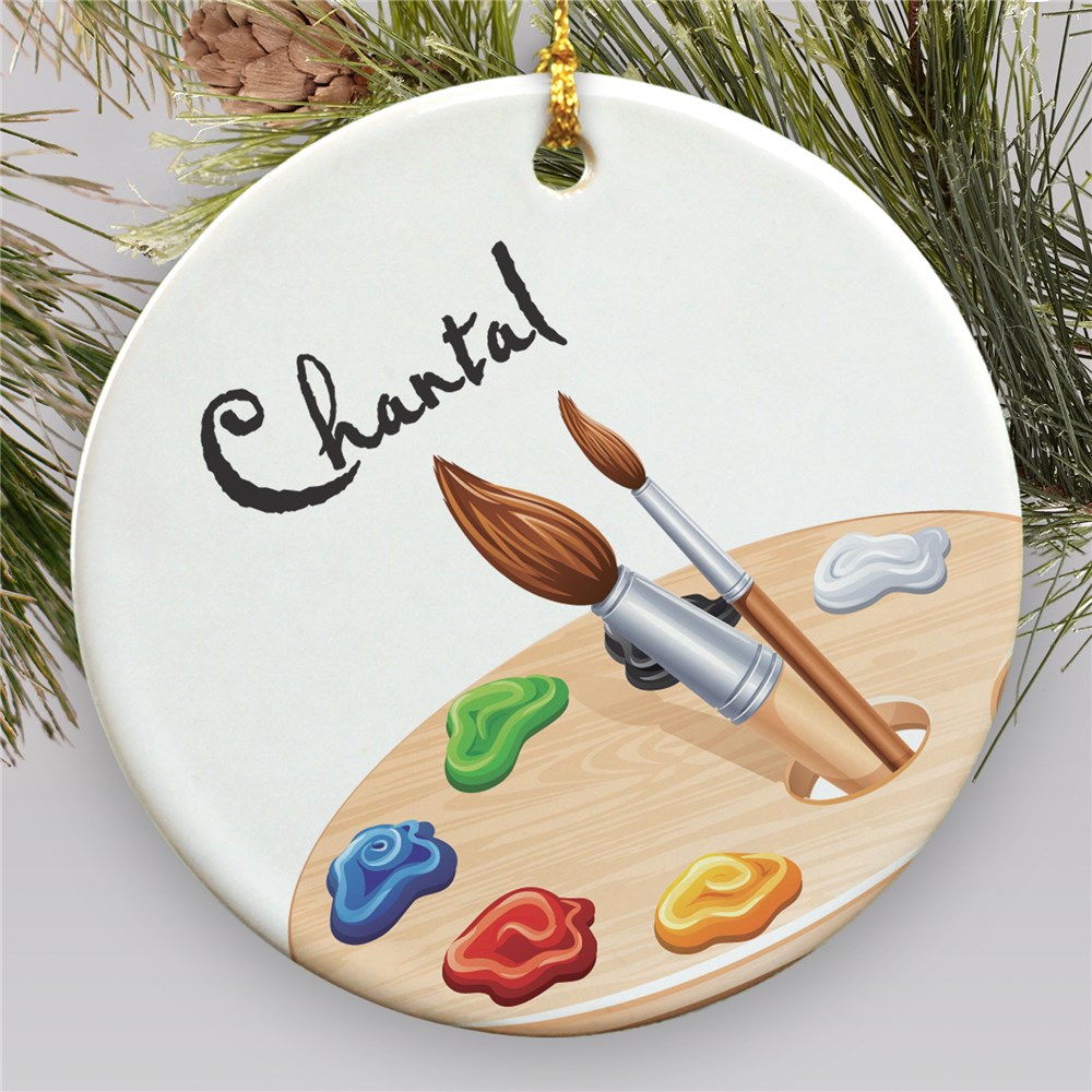 Personalized Ceramic Artist Ornament | Personalized Artist Christmas Ornaments