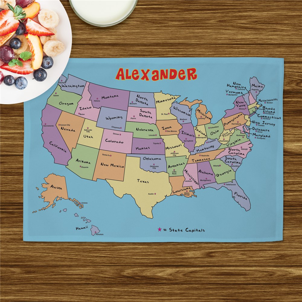 USA Place Mat for Kids Personalized USA Place Mat for Kids