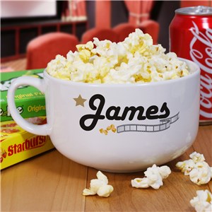 Personalized Ceramic Movie Night Popcorn Bowl | Personalized Bowl