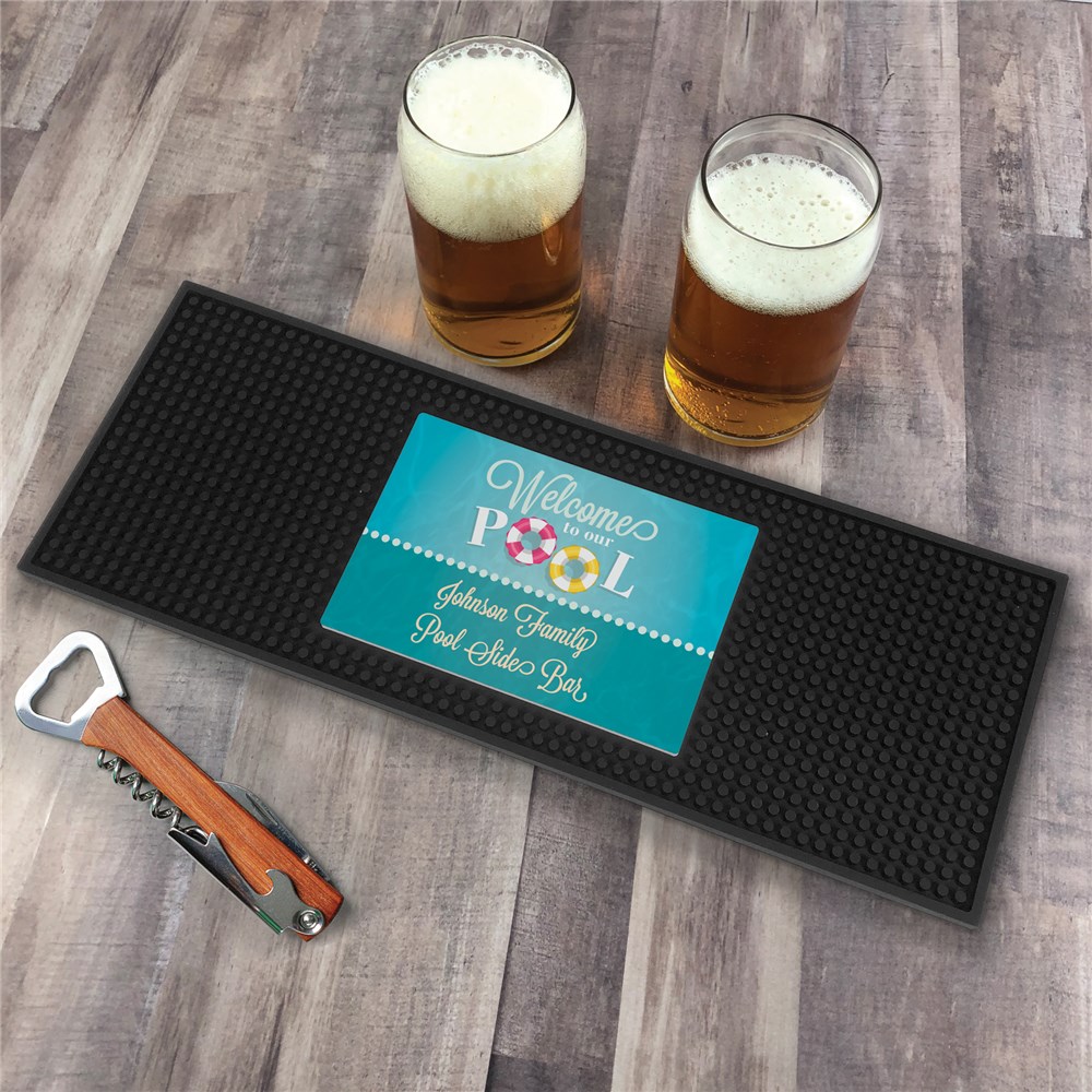 Personalized Welcome to our Pool Bar Mat 