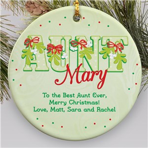 Personalized Ceramic Aunt Ornament | Personalized Family Ornaments