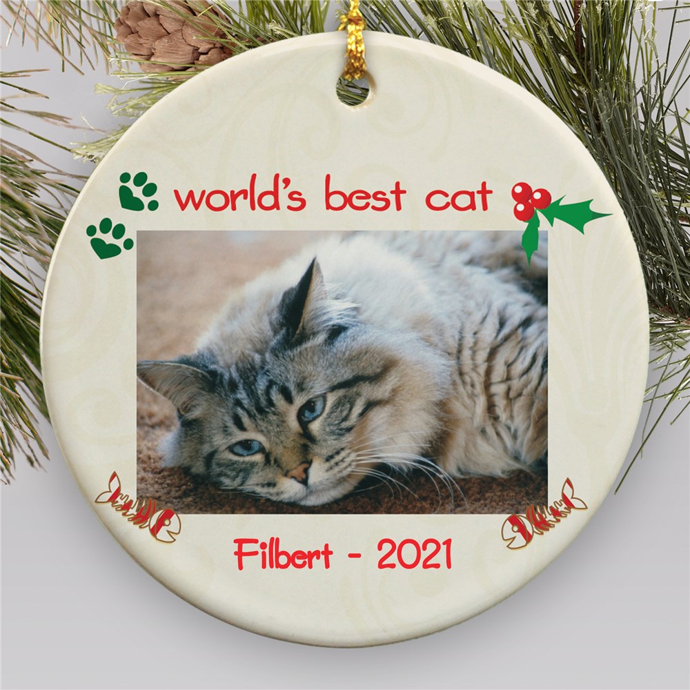 Personalized Ceramic Cat Photo Ornament GiftsForYouNow