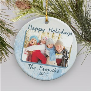 Ceramic Happy Holidays Photo Ornament | Christmas Ornaments Personalized