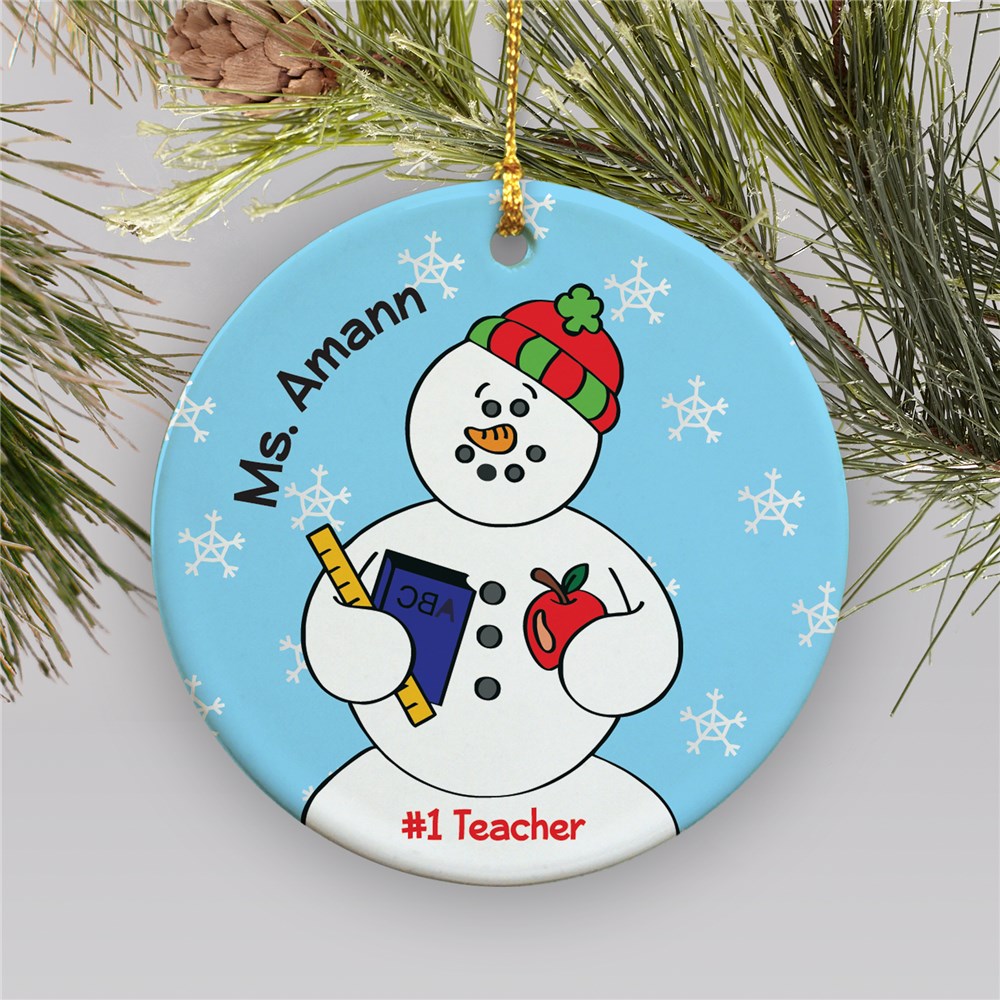 Personalized Snowman Teacher Christmas Ornament GiftsForYouNow