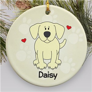 Personalized Ceramic Loved By My Yellow Lab Ornament | Personalized Pet Ornaments