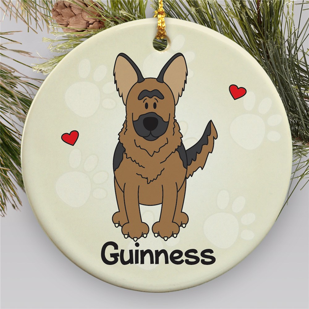 Personalized Ceramic Loved By My German Shepherd Ornament | Personalized Pet Ornament