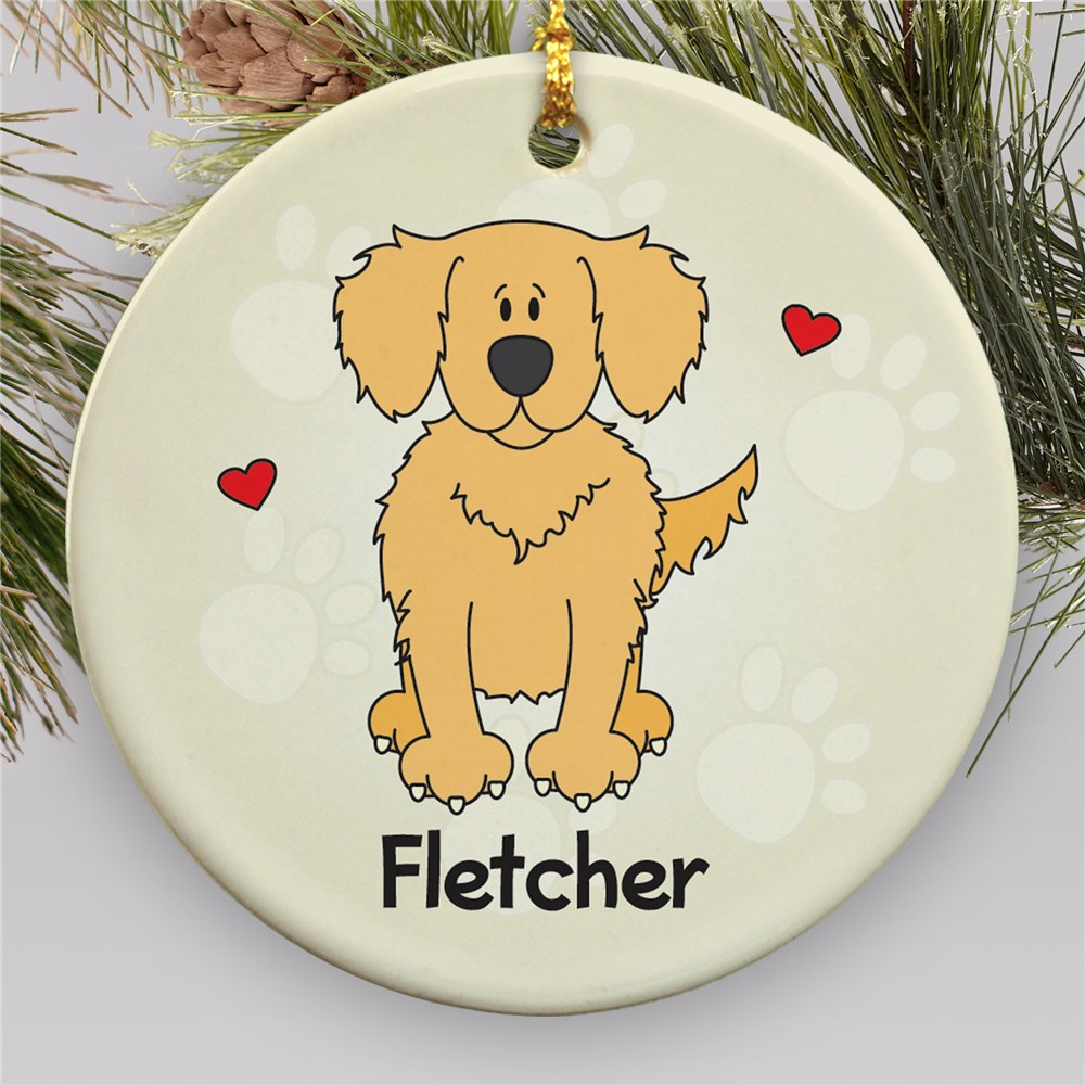 Personalized Ceramic Loved By My Golden Retriever Ornament | Personalized Pet Ornaments
