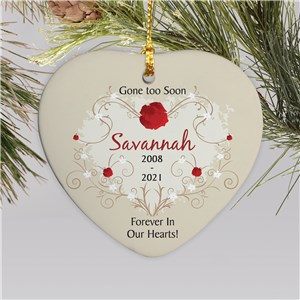 Ceramic Heart Personalized Memorial Ornament | Memorial Christmas Ornaments