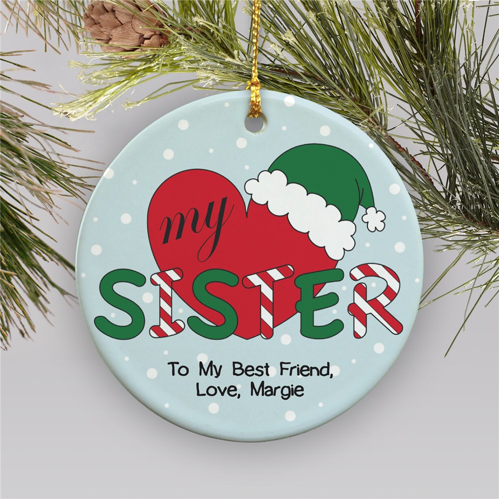 Personalized Ceramic Sister Holiday Ornament GiftsForYouNow