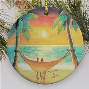Personalized Beach Sunset Ornament | Personalized Couples Ornament