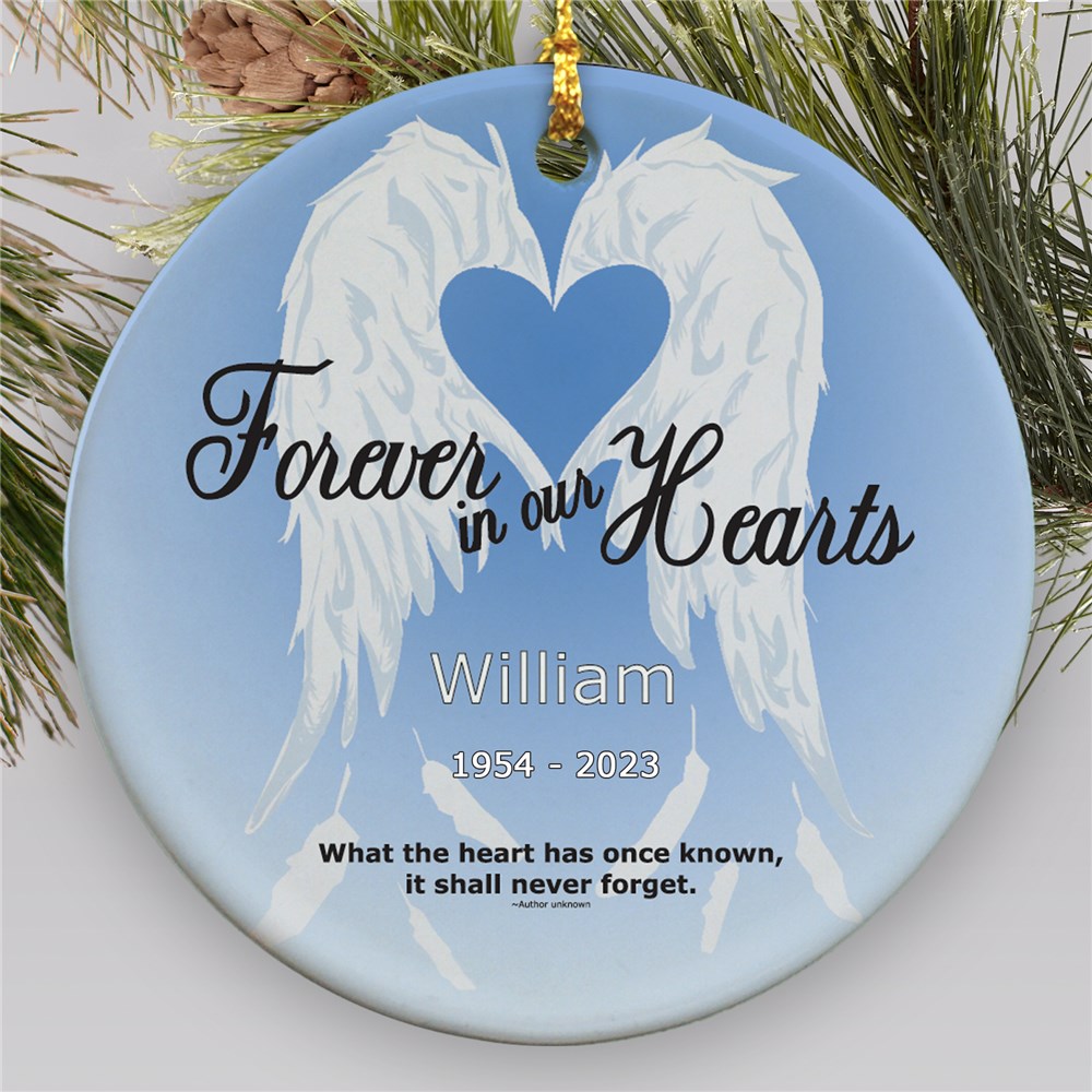 Forever In Our Hearts Ceramic Personalized Memorial Ornament | Memorial Ornaments