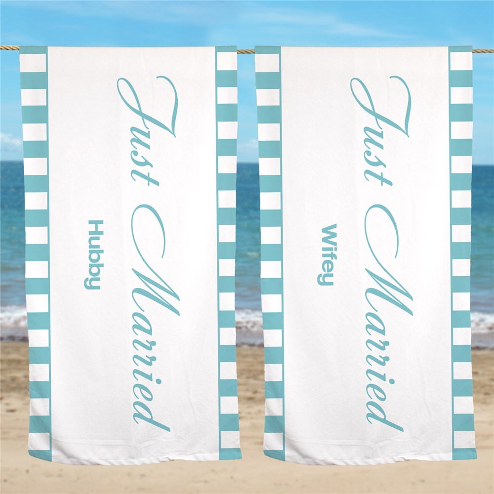 Personalized Wedding Get Away Beach Towel U594833
