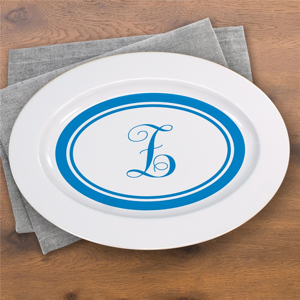 Monogrammed Ceramic Serving Platter Initialed Serving Platter