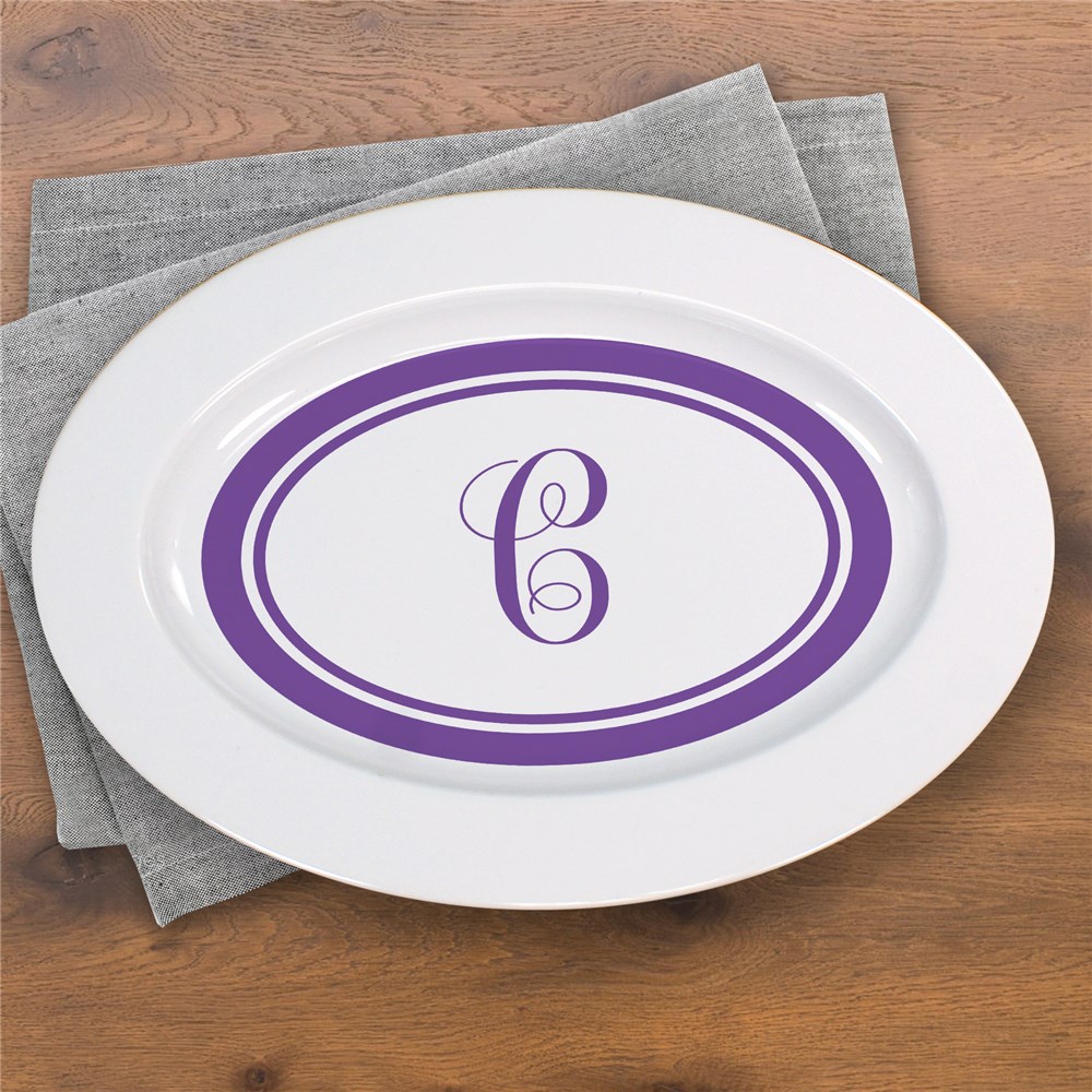 Monogrammed Ceramic Serving Platter Initialed Serving Platter