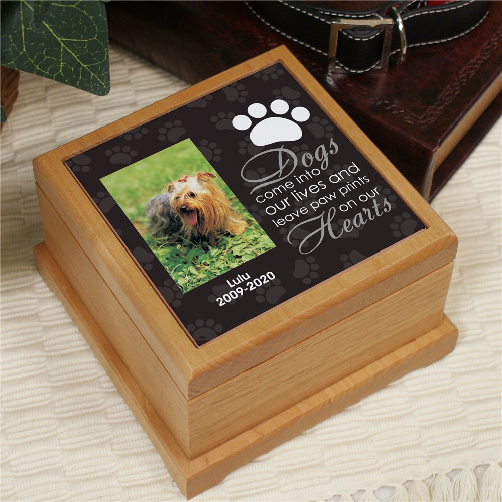 Personalized Pet Photo Wooden Memorial Urn Pet Photo Urn