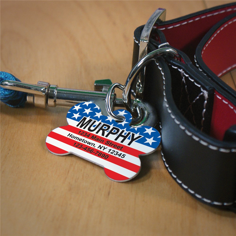 Patriotic Pet Tag | Red White And Blue Pet Tag