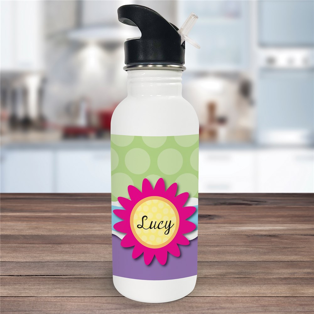 Personalized Flower Water Bottle Custom Water Bottle for Girls