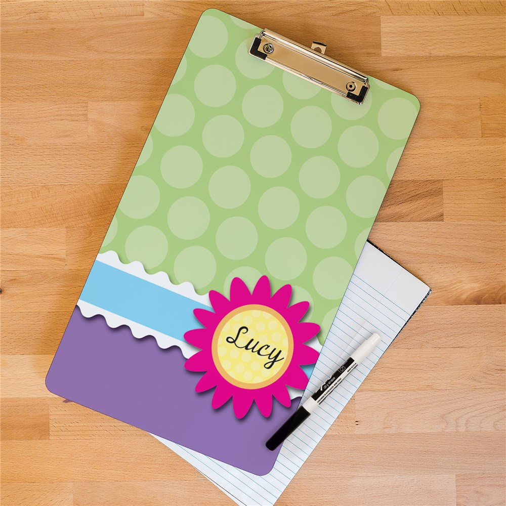 Personalized Flower and Polka Dot School Clipboard GiftsForYouNow