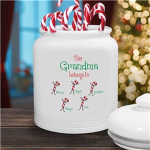 Custom Candy Cane Treat Jar For Grandma