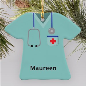 Personalized Ceramic Nurse Ornament with Scrubs & Stethoscope