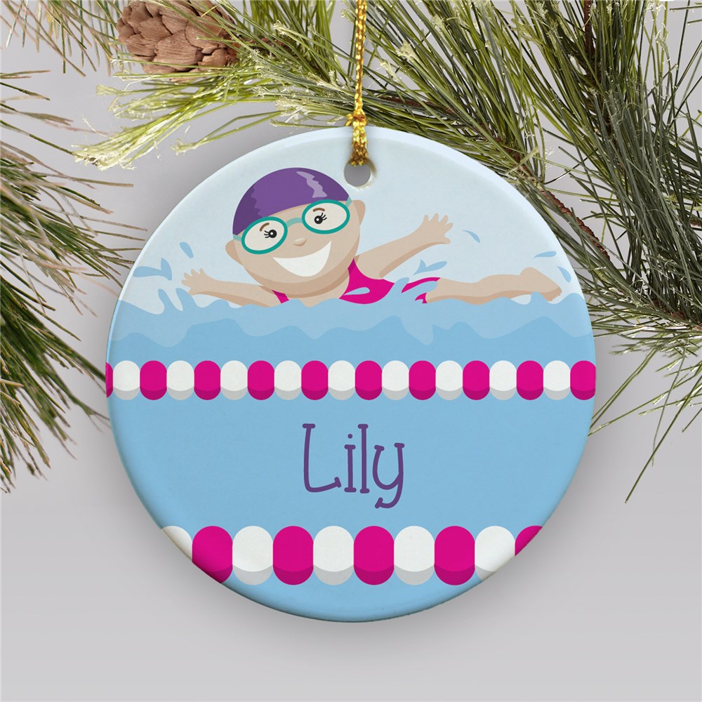 Personalized Girl Swimmer Christmas Ornament GiftsForYouNow