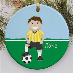 Personalized Ceramic Boy Soccer Ornament | Personalized Soccer Ornaments