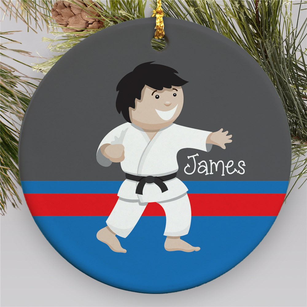 Personalized Boys Ceramic Karate Holiday Ornament GiftsForYouNow