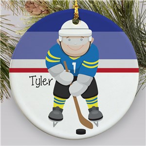 Personalized Ceramic Hockey Ornament | Personalized Hockey Ornaments