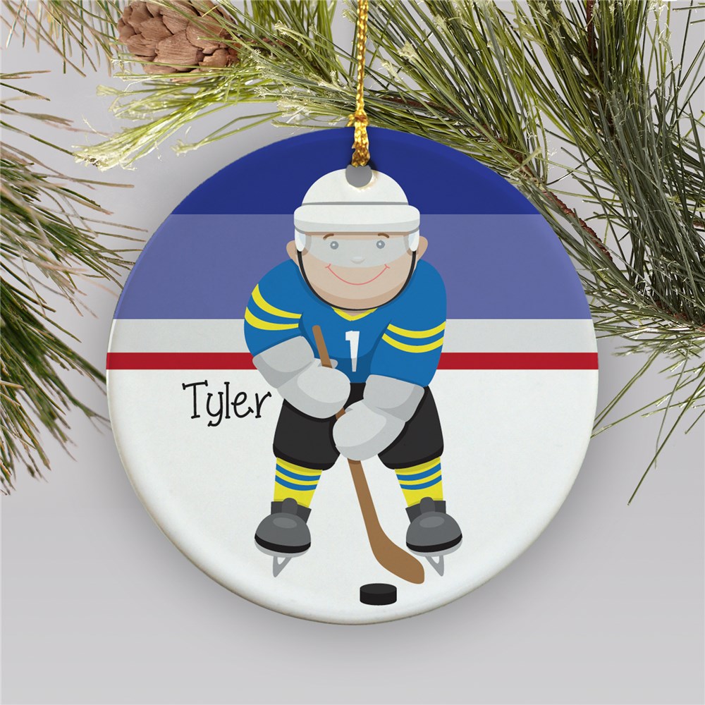 Personalized Ceramic Hockey Holiday Ornament GiftsForYouNow