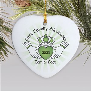 Personalized Ceramic Claddaugh Heart Ornament U741025