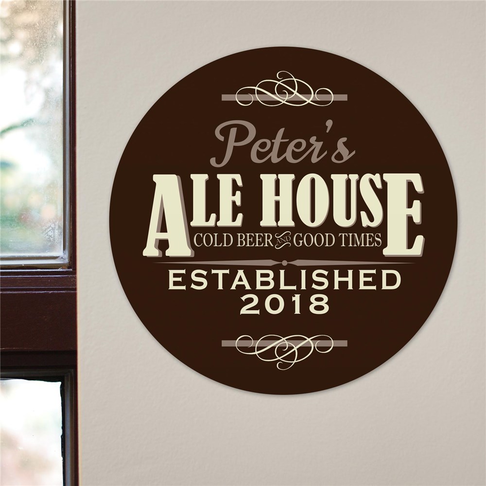 Personalized Ale House Round Wall Sign| Personalized Bar Signs