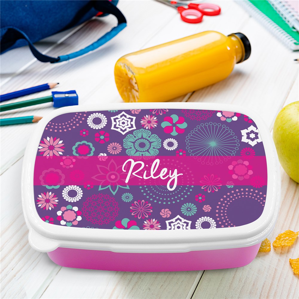 Personalized Kids' Floral Lunch Box