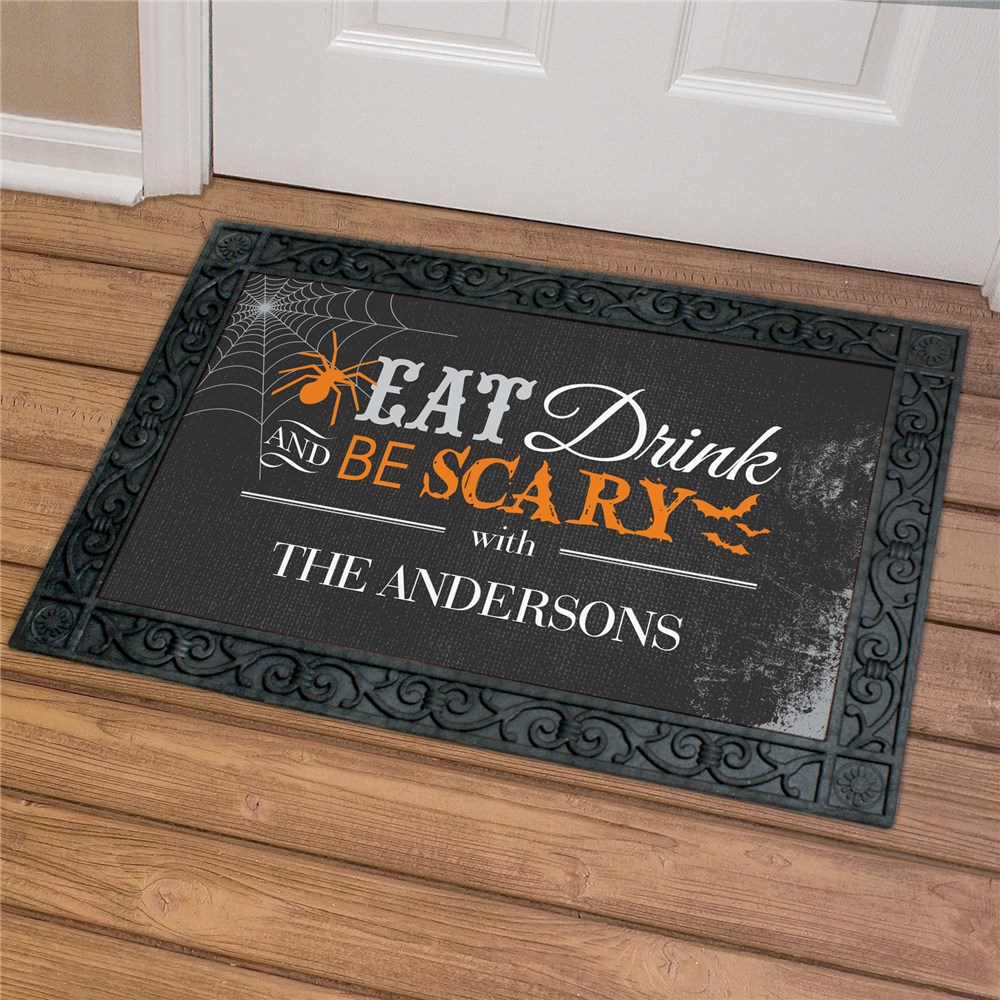 Personalized Eat Drink & Be Scary 18x30 Doormat