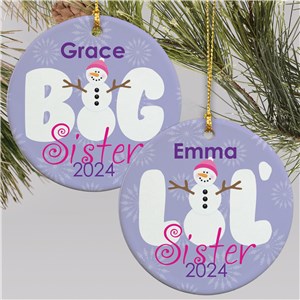 Personalized Big Sister or Little Sister Ceramic Christmas Ornament