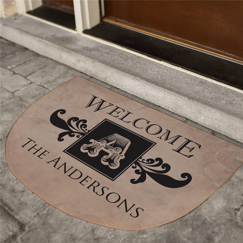 Monogram Half Moon Doormat GiftsForYouNow