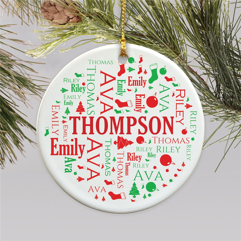 Family WordArt Christmas Christmas Ornament GiftsForYouNow