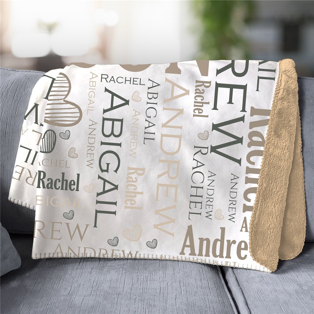 Personalized Family Word-Art 50x60 Sherpa Blanket | Word-Art Personalized Blankets