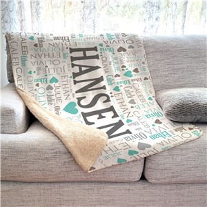 Personalized Family Word-Art 50x60 Sherpa Blanket