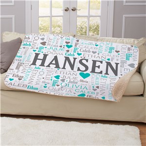 Personalized Family Word-Art 50x60 Sherpa Blanket
