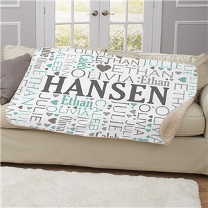 Personalized Family Word-Art 50x60 Sherpa Blanket