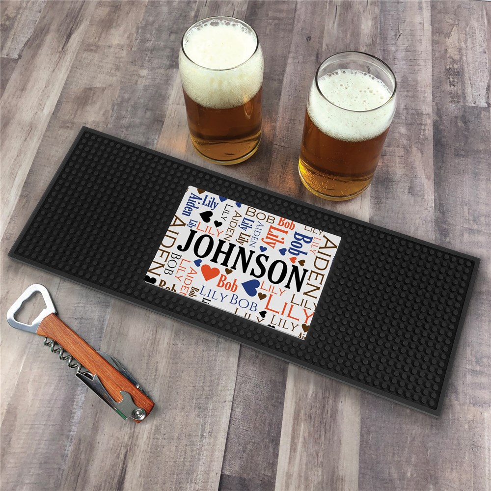 Personalized Family Word Art Bar Mat