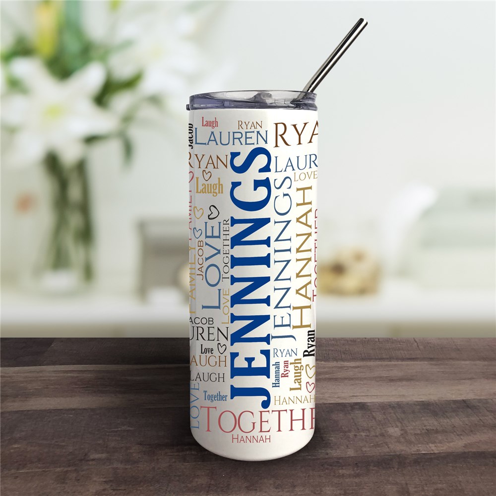 Personalized Word Art Tumbler with Straw