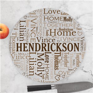 Personalized Family Word Art Round Glass Cutting Board